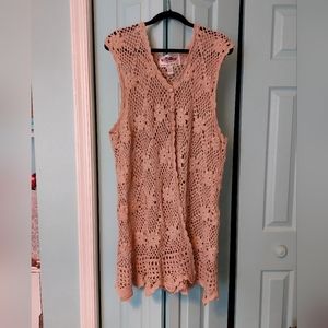 Vintage Crochet Sweater Vest Cardigan